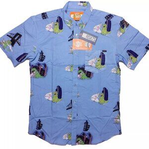 RSVLTS Nickelodeon Rugrats Reptar on Ice Short Sleeve Shirt Blue Large L ~ New